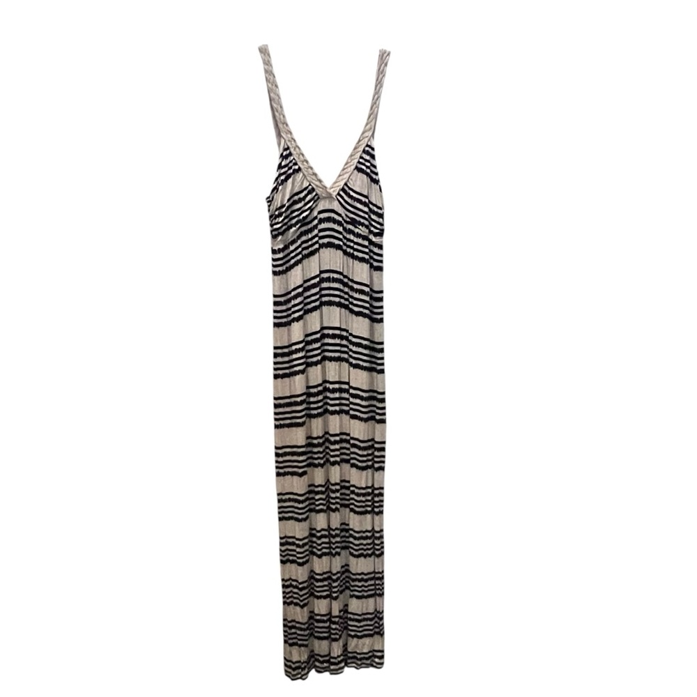 Design History Braided Neckline Striped Maxi Dress‎ Size XL TALL Viscose Flowy